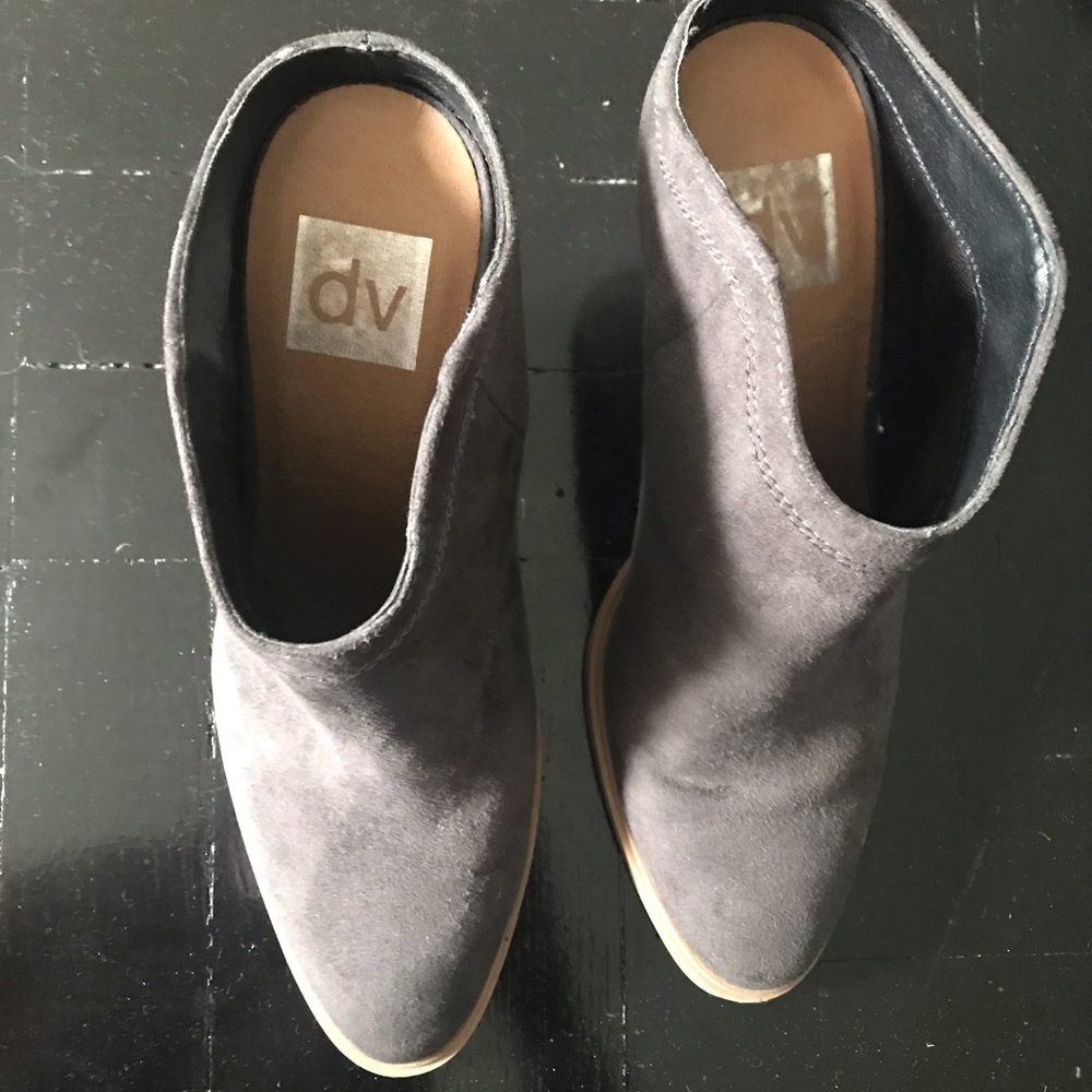 Dolce Vita grey suede block heel mule